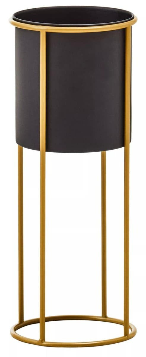 Boston Large Black and Gold Floor Standing Planter