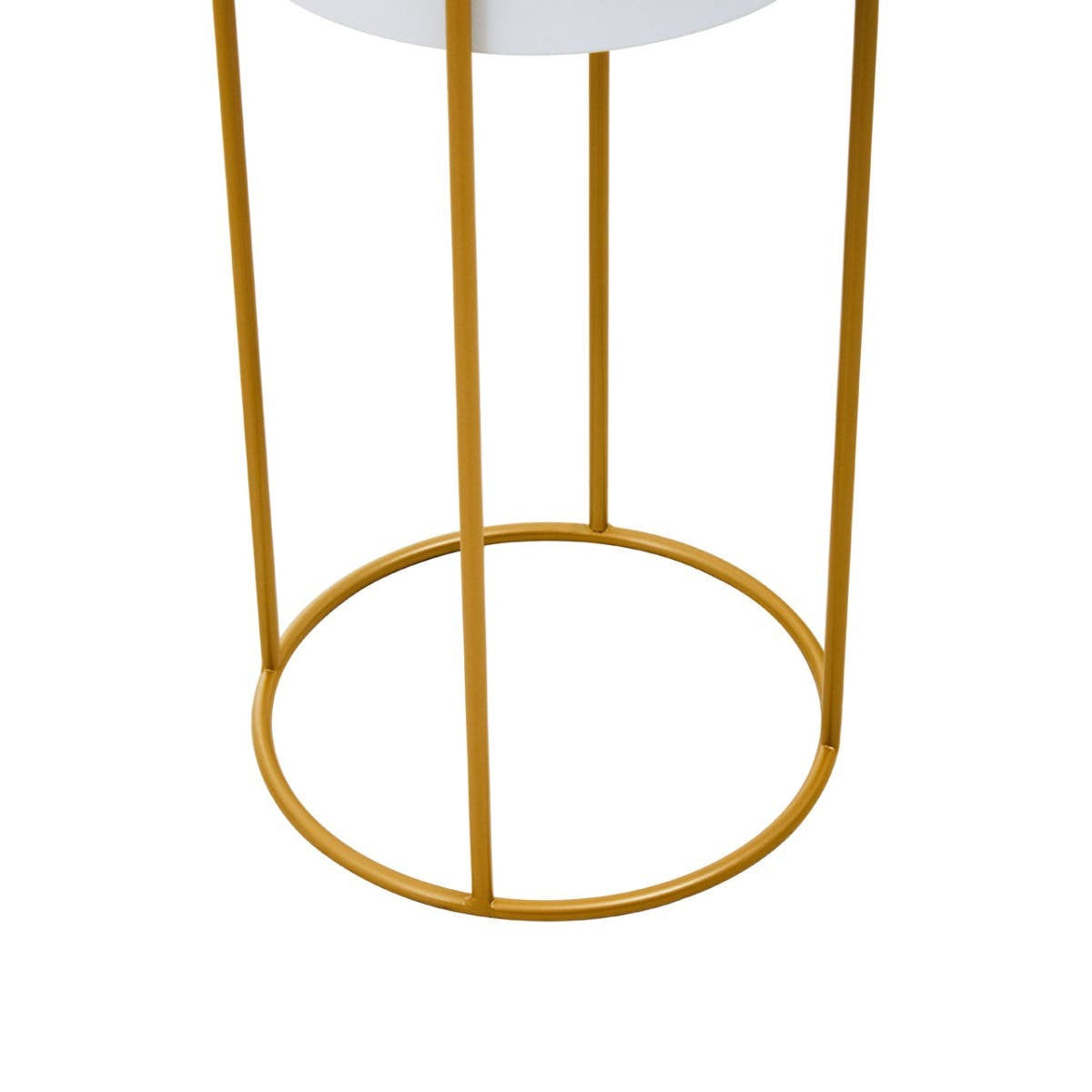 Boston Large White and Gold Floor Standing Planter