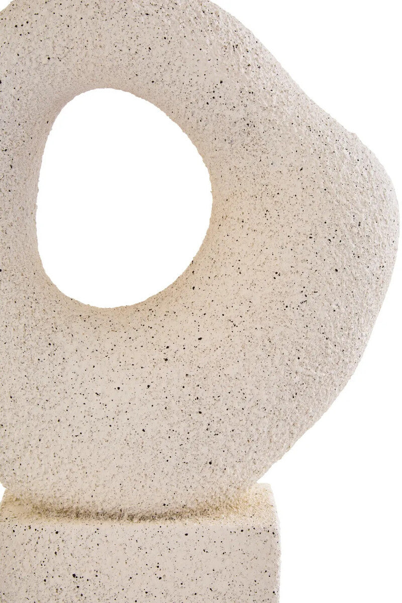 Mykonos Cream Textured Abstract Loop Sculpture on Pedestal