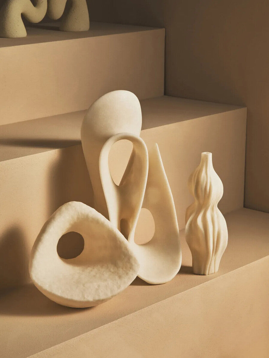 Mykonos Large White Marble-Effect Abstract Loop Sculpture