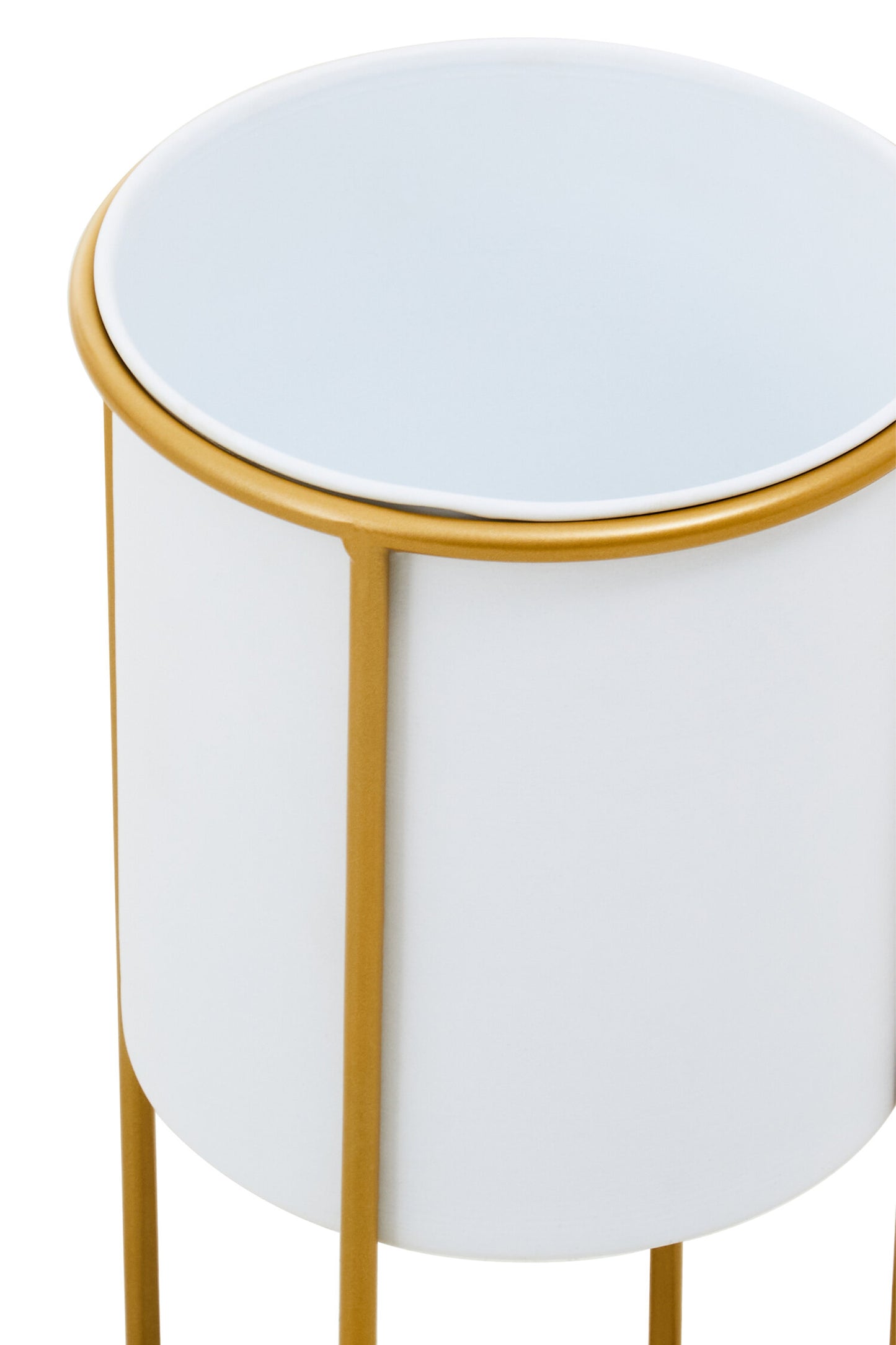 Boston Small White and Gold Floor Standing Planter