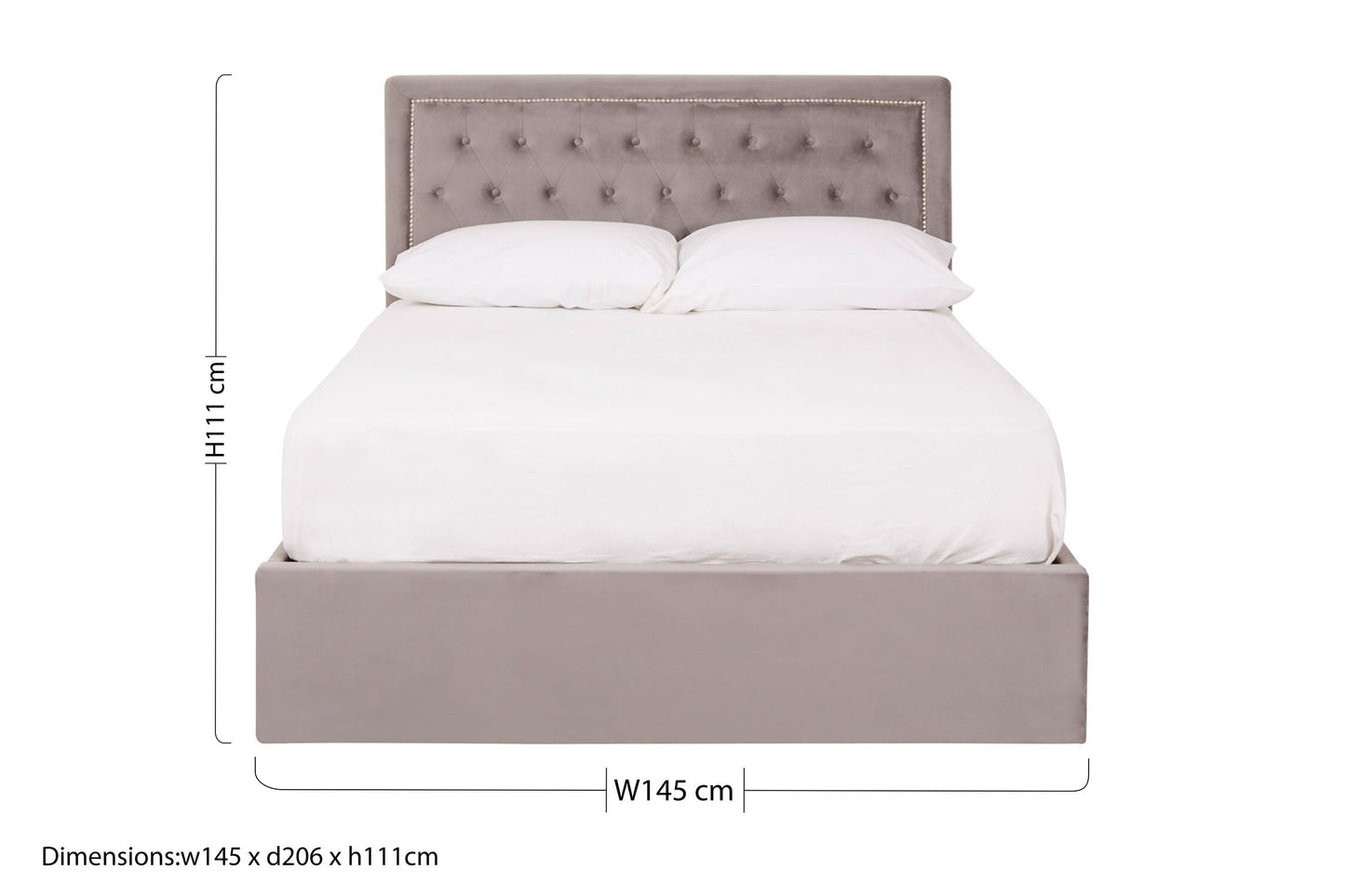 Aristos Grey Velvet Double Ottoman Bed