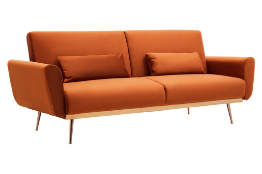 Jasmine Burnt Orange Velvet Sofa Bed
