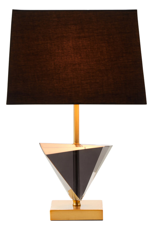 Jessie Industrial Smoked Crystal Table Lamp with Gold Metal