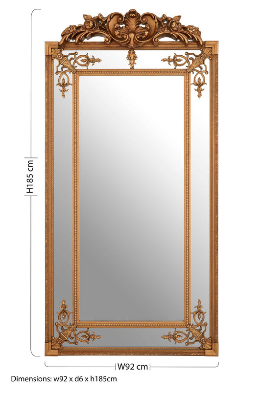 Paris Ornate Floor Mirror with Gold Finish