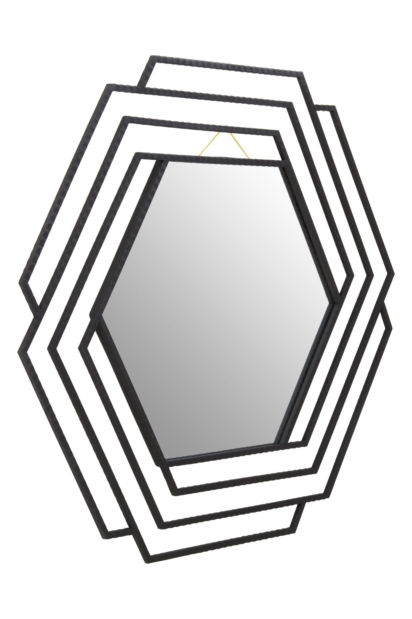 Chrono Industrial Black Finish Hexagonal Wall Mirror
