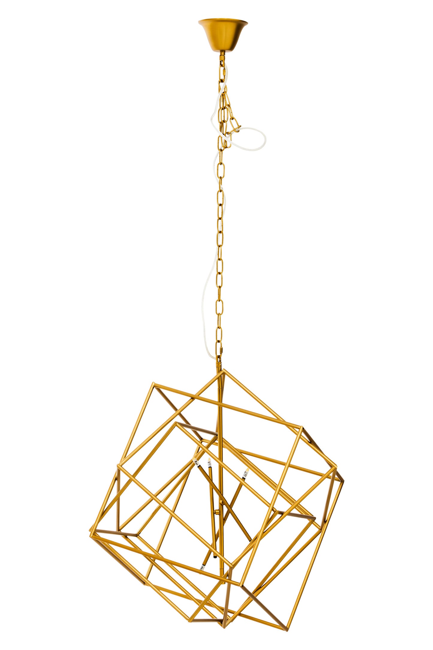 Orien Brass Cube Six Bulb Pendant Light