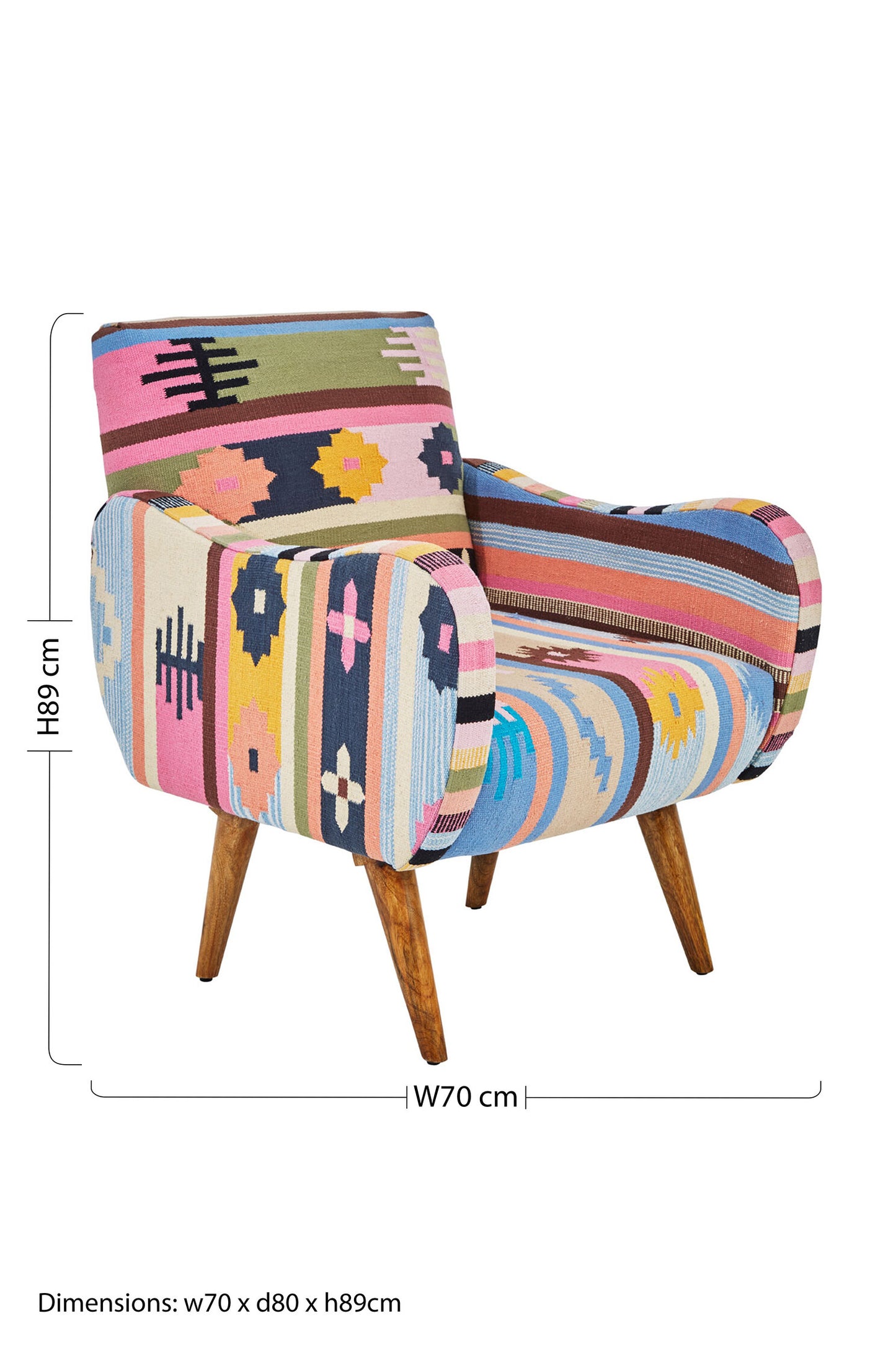 Azteca Multicolour Kilim Mango Wood Armchair