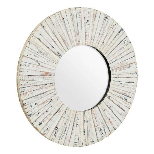 Driftwood Whitewashed Round Wood Wall Mirror | Bali & Blue
