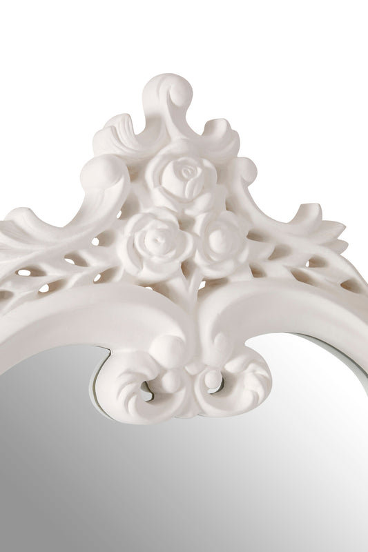 Seville Antique White Rose Crest Wall Mirror