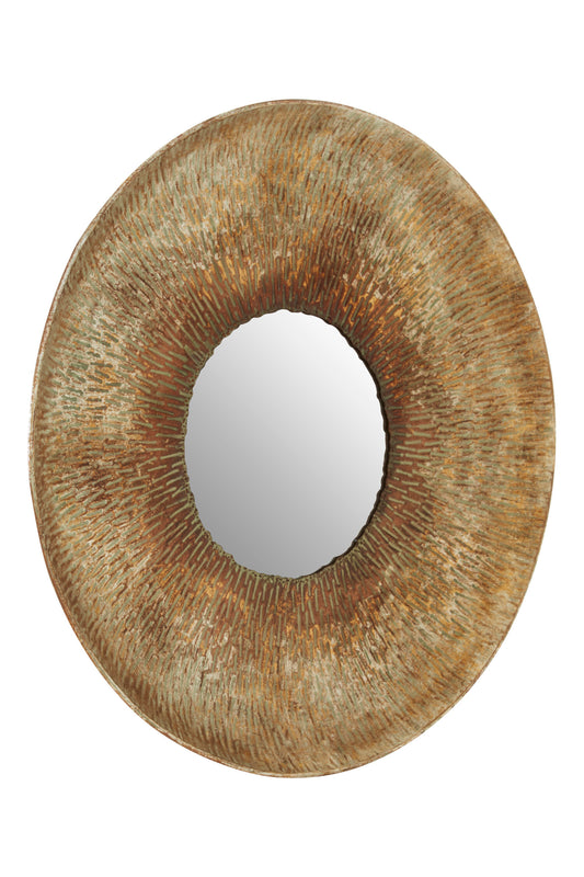 Autumn Round Gold Medium Textured Wall Mirror