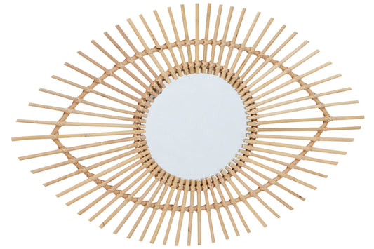 India Natural Rattan Eye Shape Wall Mirror