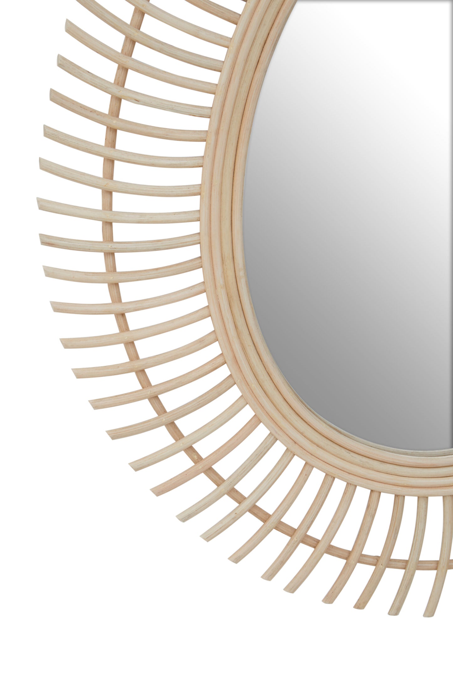 India Teardrop Natural Rattan Wall Mirror