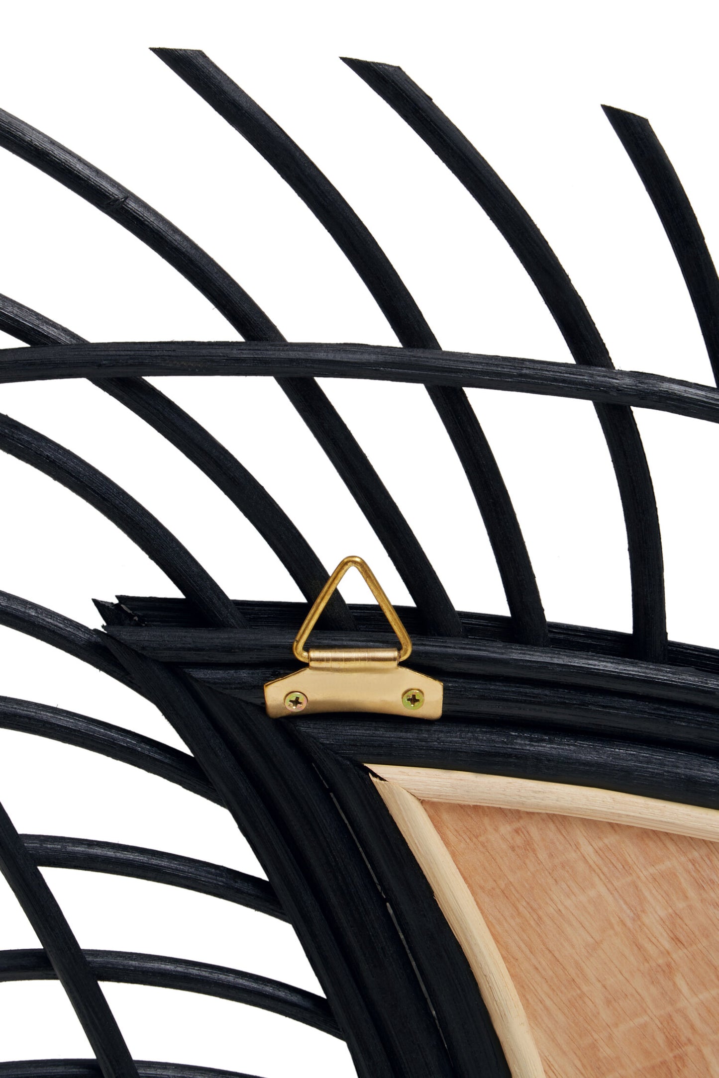 India Teardrop Black Natural Rattan Wall Mirror