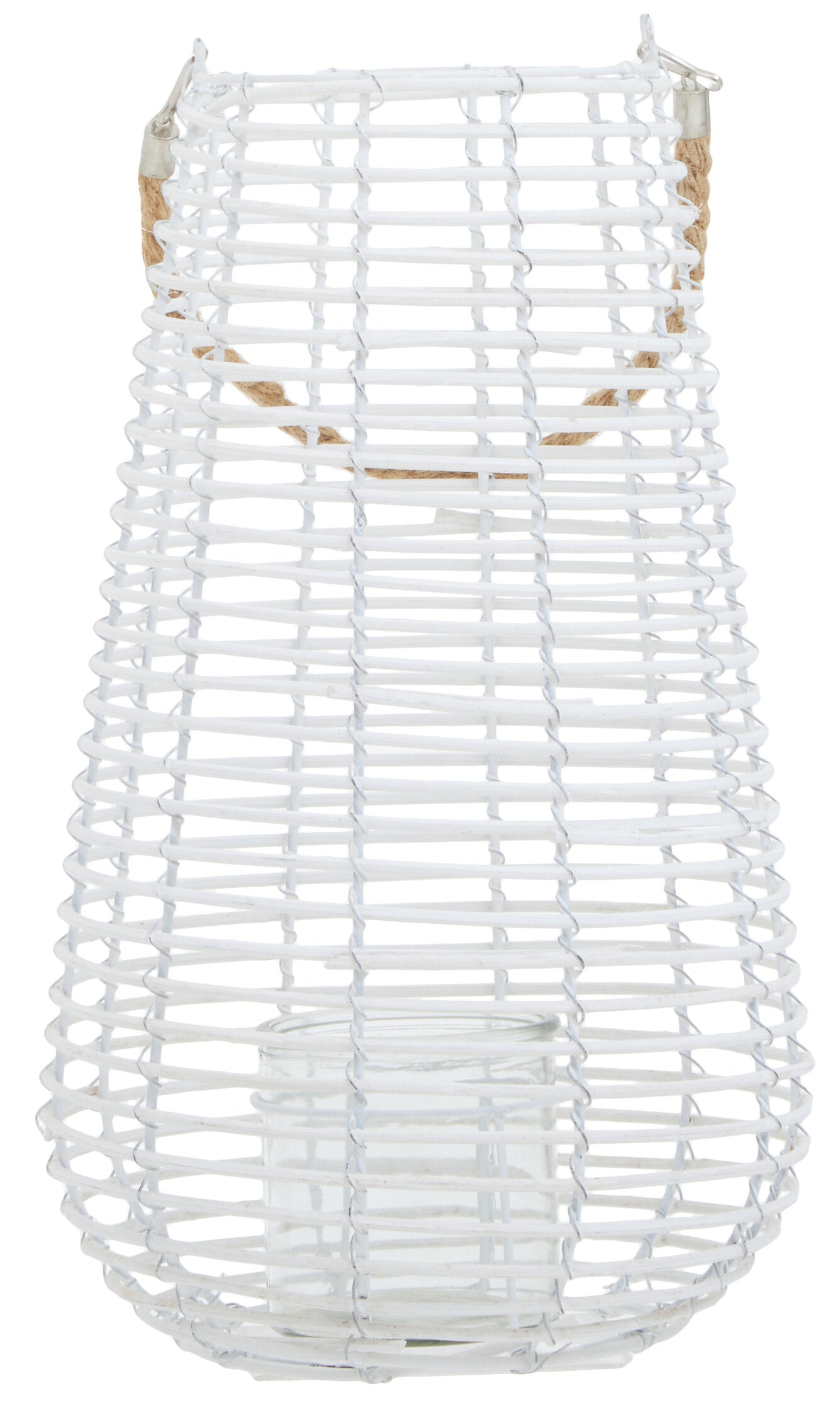 Seychelles Large White Rattan Lantern Candle Holder