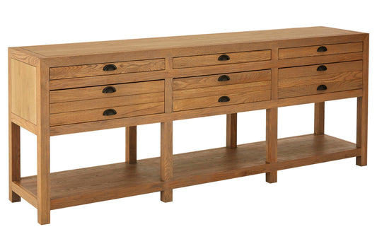 Austin Washed Grey Oak Wood Console Table with Drawers | Bali & Blue