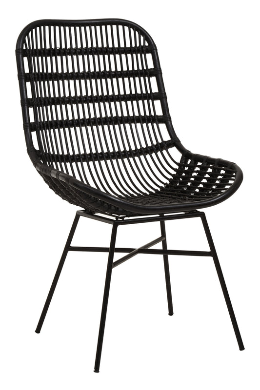 Napa Black Curved Rattan Boho Accent Chair