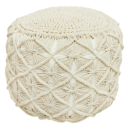 Gigi Off White Knitted Boho Pouffe