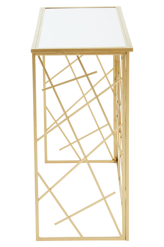 Dubai Industrial Gold Console Table with Mirror Top