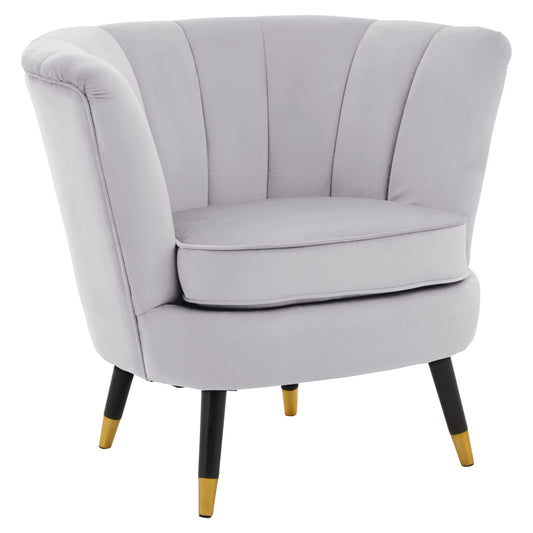 Marylin Luxe Grey Velvet Shell Armchair