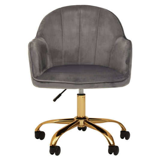 Amara Grey Velvet And Gold Base Home Office Chair