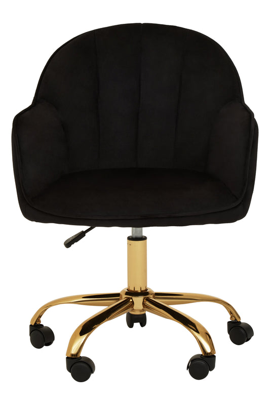 Amara Black Velvet And Gold Base Home Office Chair