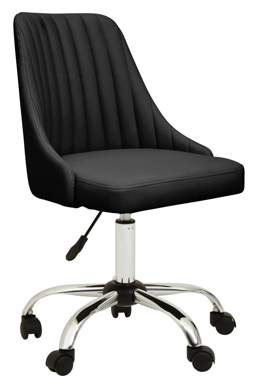 Jaxon Black Ribbed Modern Chrome Office Chair | Bali & Blue