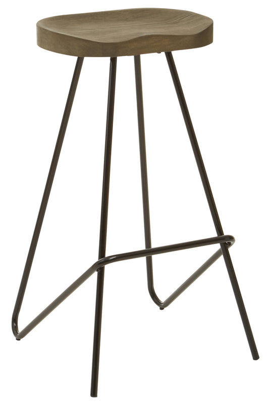 Industrial Elm Wood Bar Stool
