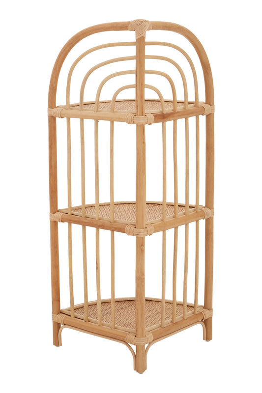 India 3 Tier Natural Rattan Corner Shelf Unit