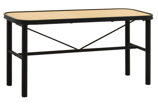 Indy Natural Rattan Industrial Metal Bench