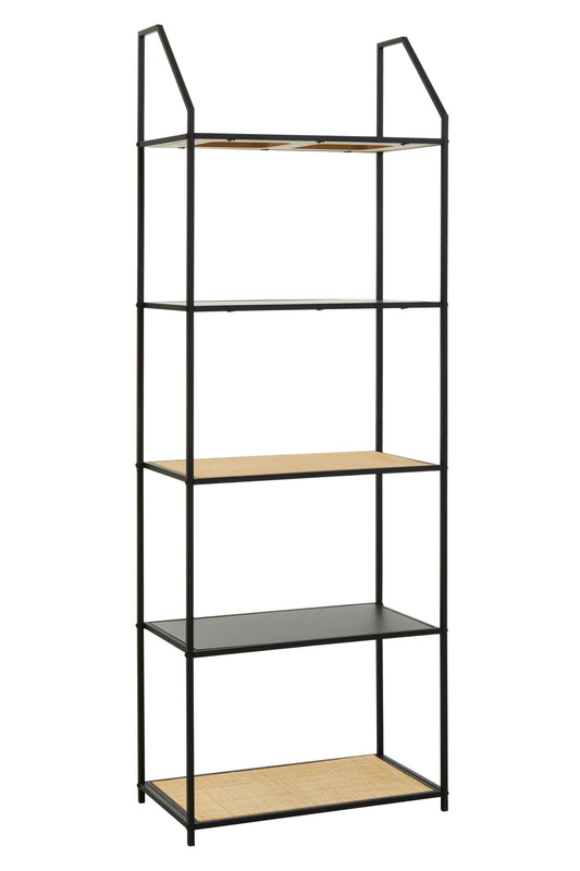 Indy Natural Rattan Industrial Five Tier Shelving Unit