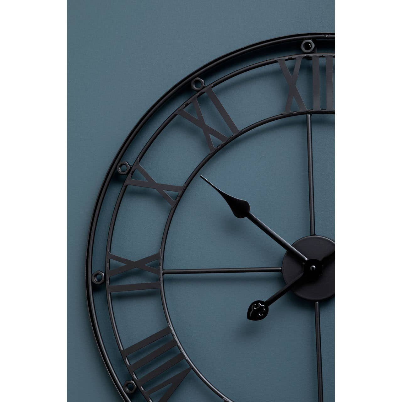 Roman Industrial Matt Black Metal Wall Clock