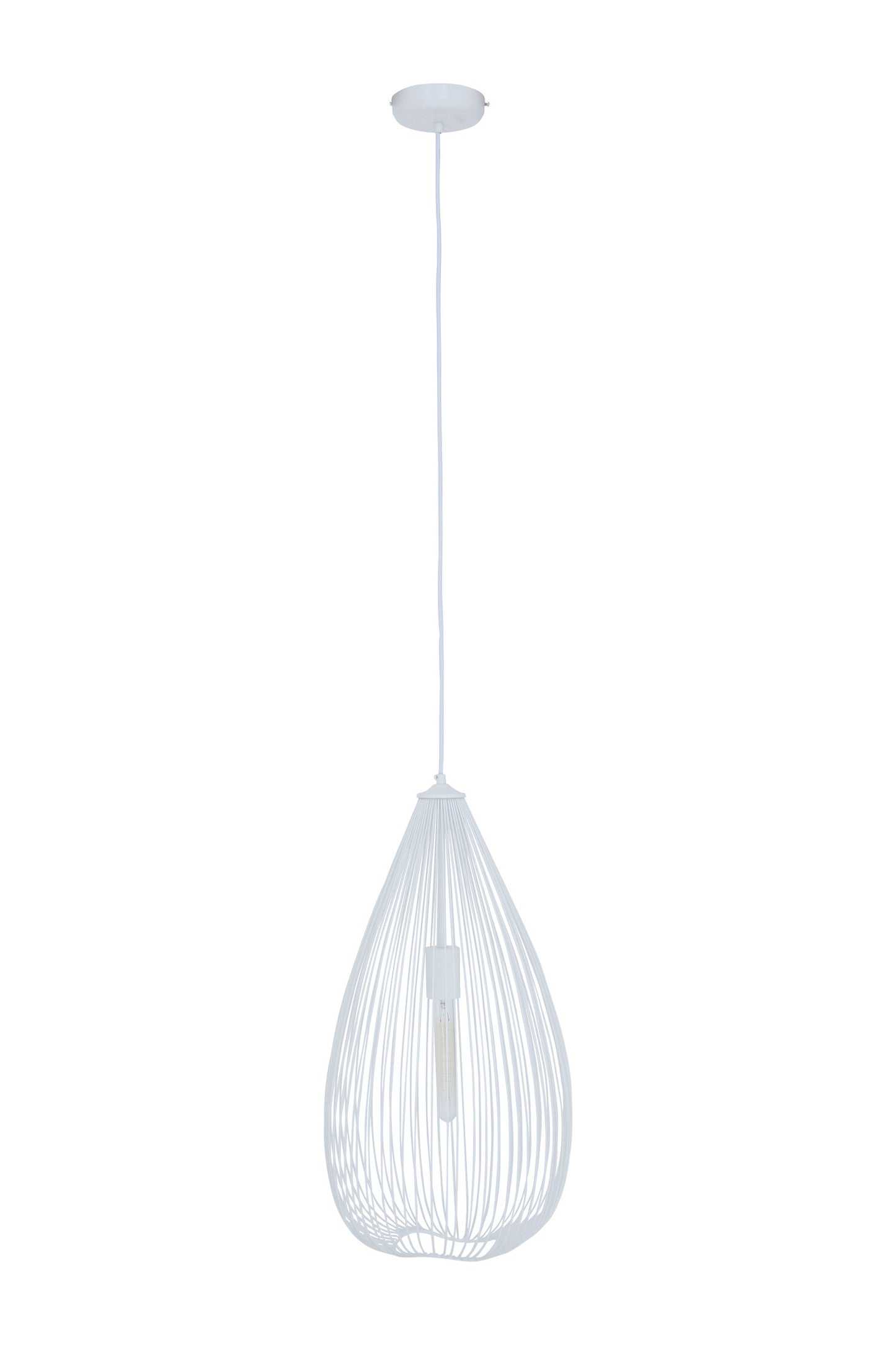 Industrial White Metal Teardrop Pendant Light