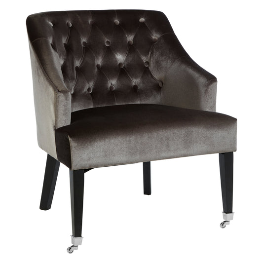 Charles Luxe Grey Velvet Button-Back Armchair