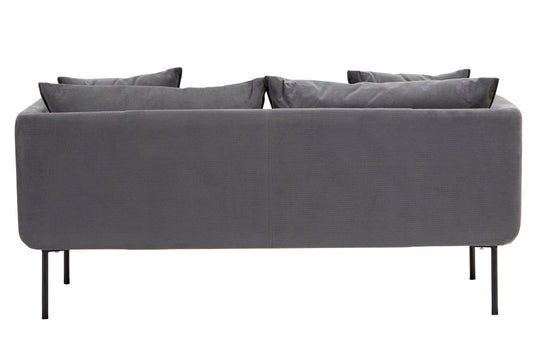 Brendan Grey Fabric Two Seater Sofa with Black Legs | Bali & Blue