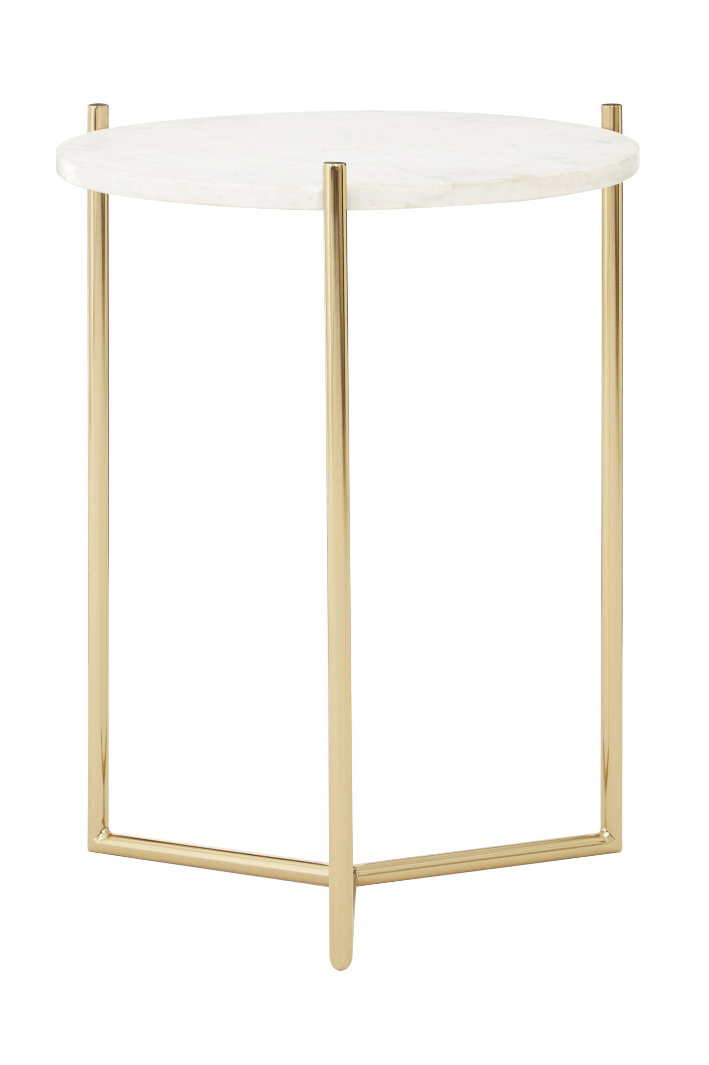 Macy Luxe White Marble and Gold Legs Round Side Table | Bali & Blue