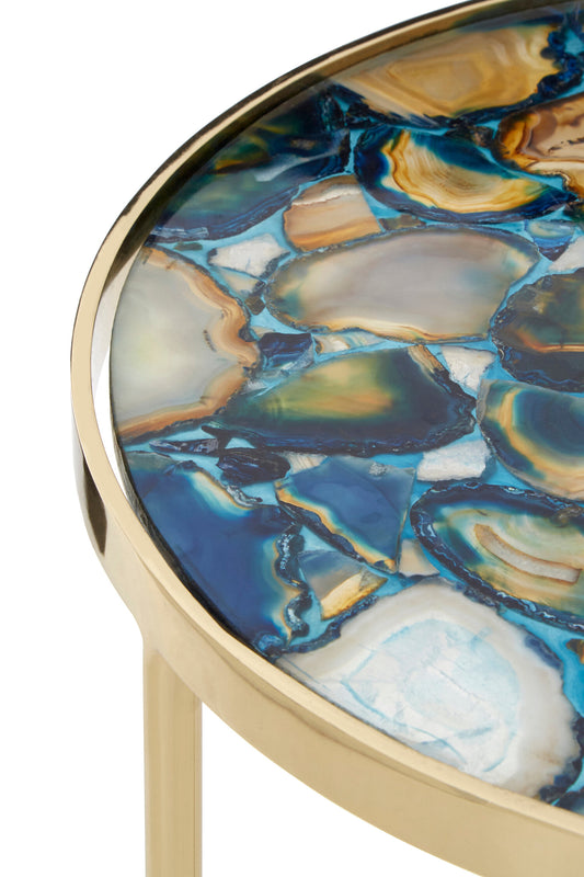 Helena Luxe Blue Agate Round Side Table