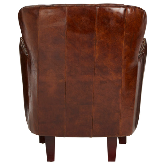 Speakeasy Brown Leather Tufted Armchair | Bali & Blue