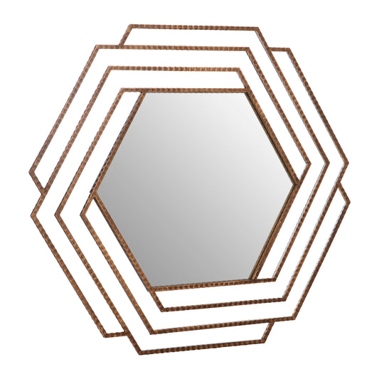 Chrono Industrial Antique Gold Hexagon Wall Mirror | Bali & Blue