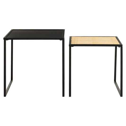 Indy Rattan and Metal Set of Two Nesting Tables