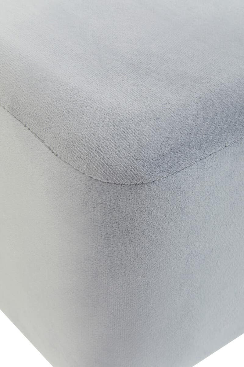 Liam Square Grey Velvet Footstool