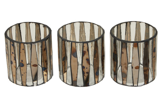 Luxe Decor Set of 3 Smoked Glass Tealight Holders
