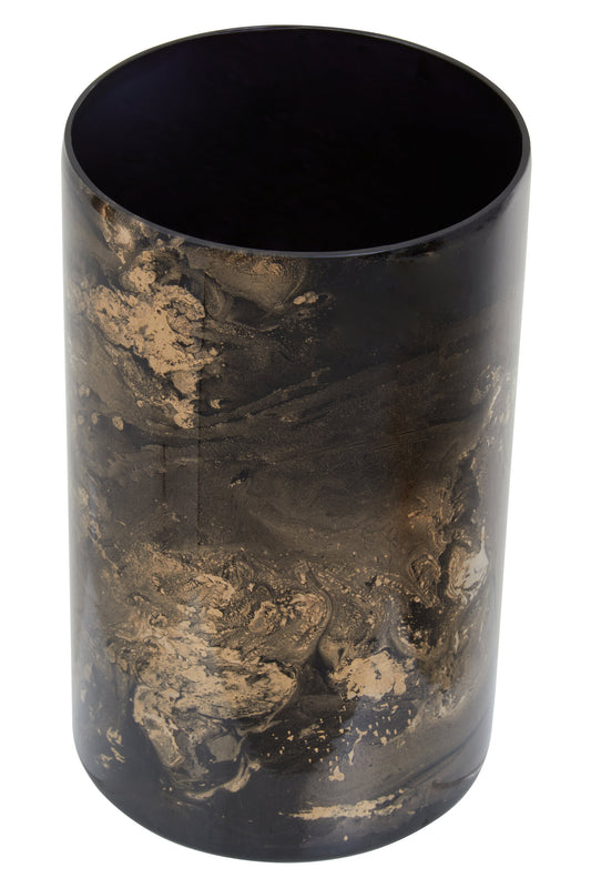 Luxe Decor Large Black Gold Marble Glass Candle Holder