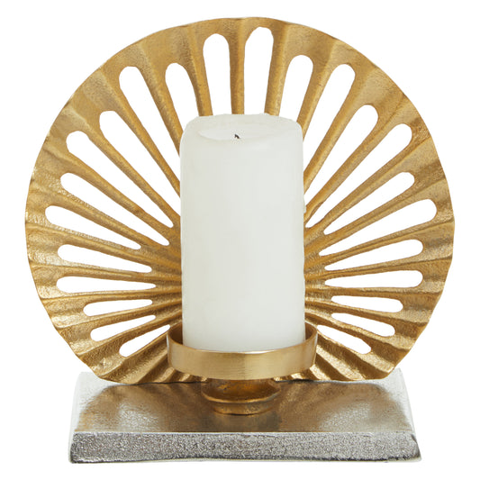 Luxe Decor Small Two Tone Silver Gold Candle Holder