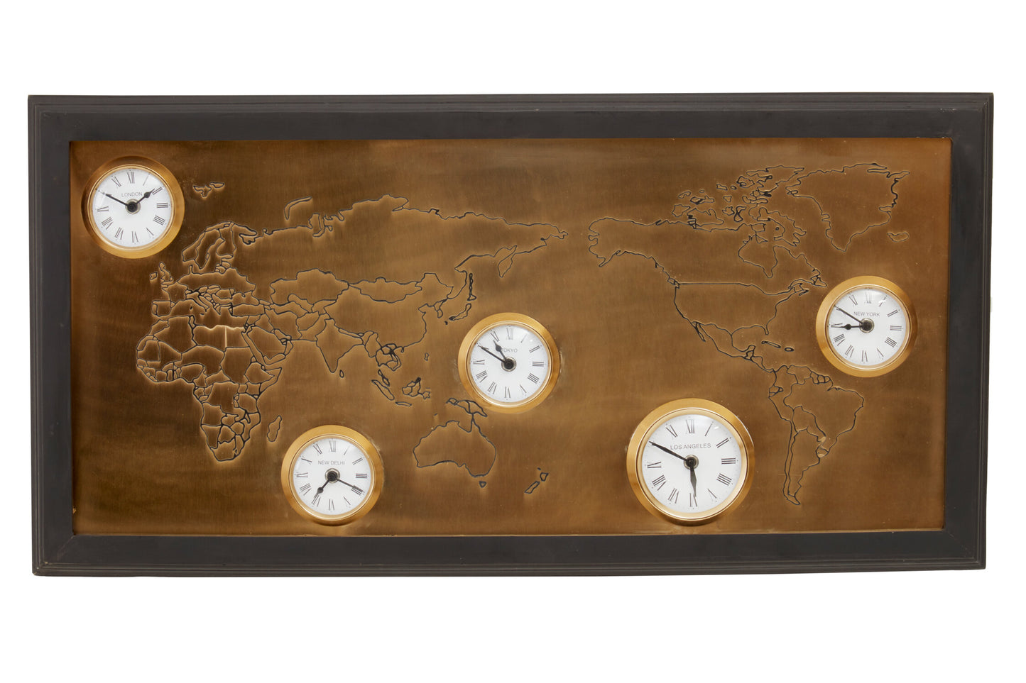 Julius World Map Multi Time Zone Wall Clock | Bali & Blue
