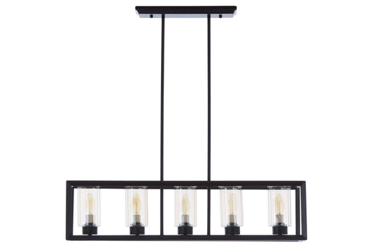 Industrial Long Matte Black Ceiling Light