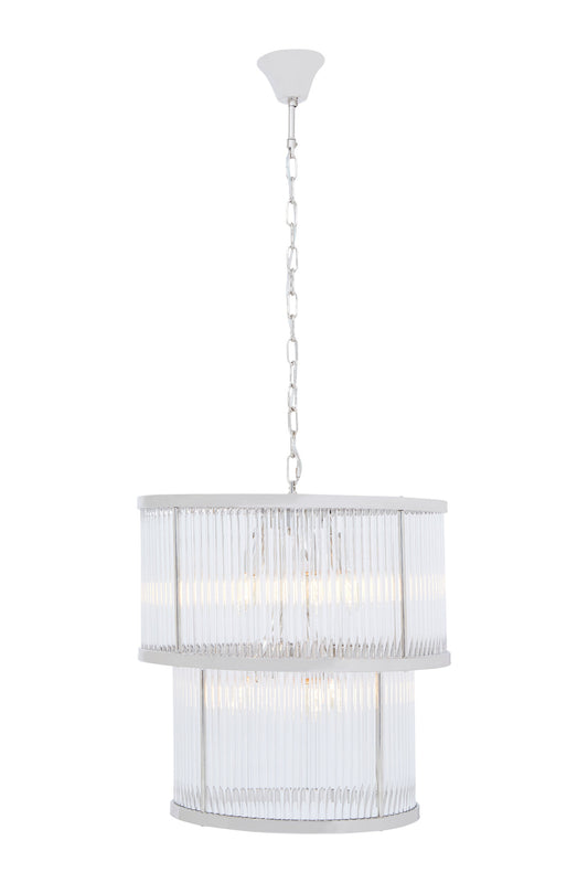 Deco 2 Tier Nickel Finish Glass Chandelier