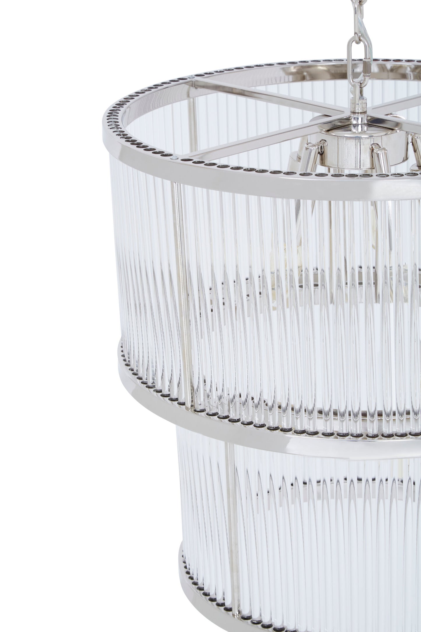 Deco 2 Tier Nickel Finish Glass Chandelier