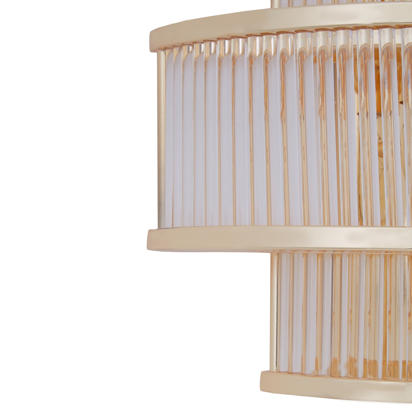 Deco 3 tier glass wall light with warm metallic iron frame