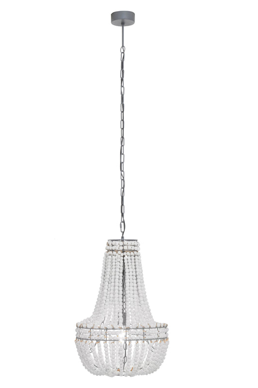 Bayou Antique White Wooden Beads Chandelier